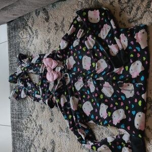 Hello Kitty Junior large onesie hoodie Bow button up with feet like new